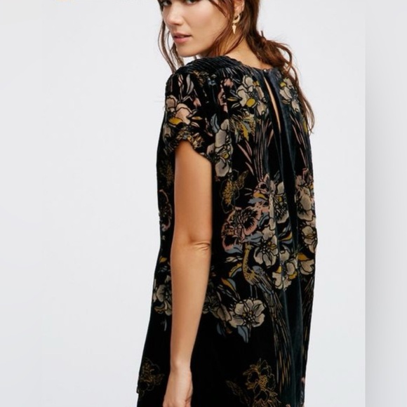 Free People Velvet Mystic Charm Babydoll Mini Long Sleeve Tunic Dress Size S - Picture 2 of 11